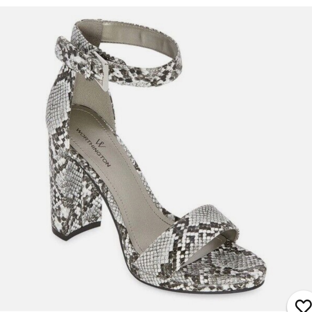 Worthington Women's Snakeskin Block Heel Sandals - Black and Gray